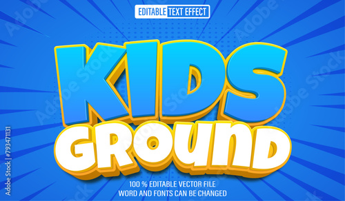 Editable 3d text style effect - Kida Ground text effect Template