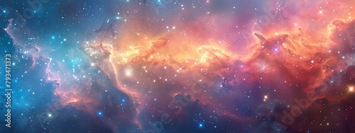 Abstract beautiful outer space background. Bright nebula in cosmos.Colorful nebula in realistic blue galaxy.