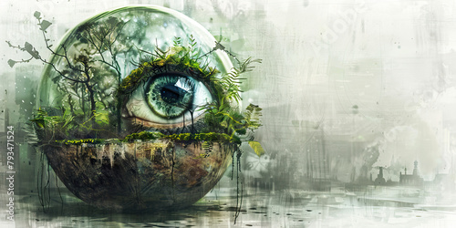 Controlled Environment: The Terrarium and Watchful Eye - Visualize a terrarium with a watchful eye overseeing the controlled environment, illustrating the controlled nature of cult settings photo