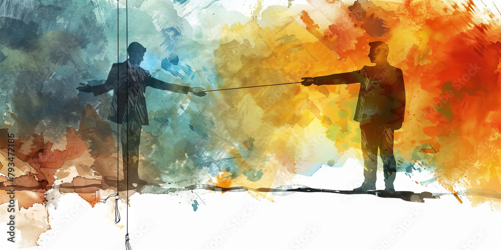 Obraz premium Blind Obedience: The Puppet on Strings and Puppet Master - Imagine a puppet on strings controlled by a puppet master, illustrating the concept of blind obedience in cults