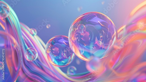 Colorful abstract background with iridescent soap bubbles and swirls © Татьяна Макарова