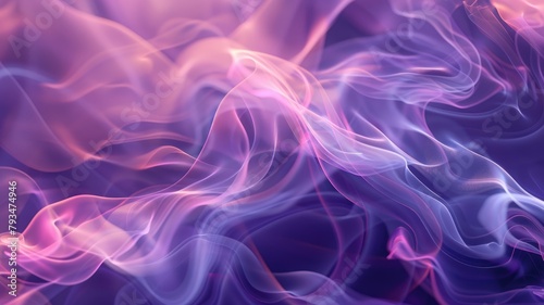 Abstract image of flowing, intertwined colorful smoke-like shapes in hues purple and pink