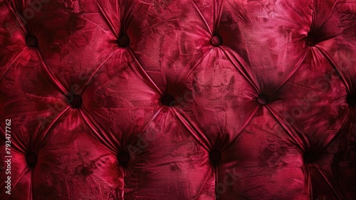 Red tufted upholstery texture with diamond pattern photo