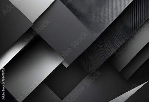 Modern Abstract Charcoal Banner with Geometric Shapes and Shading Gradient