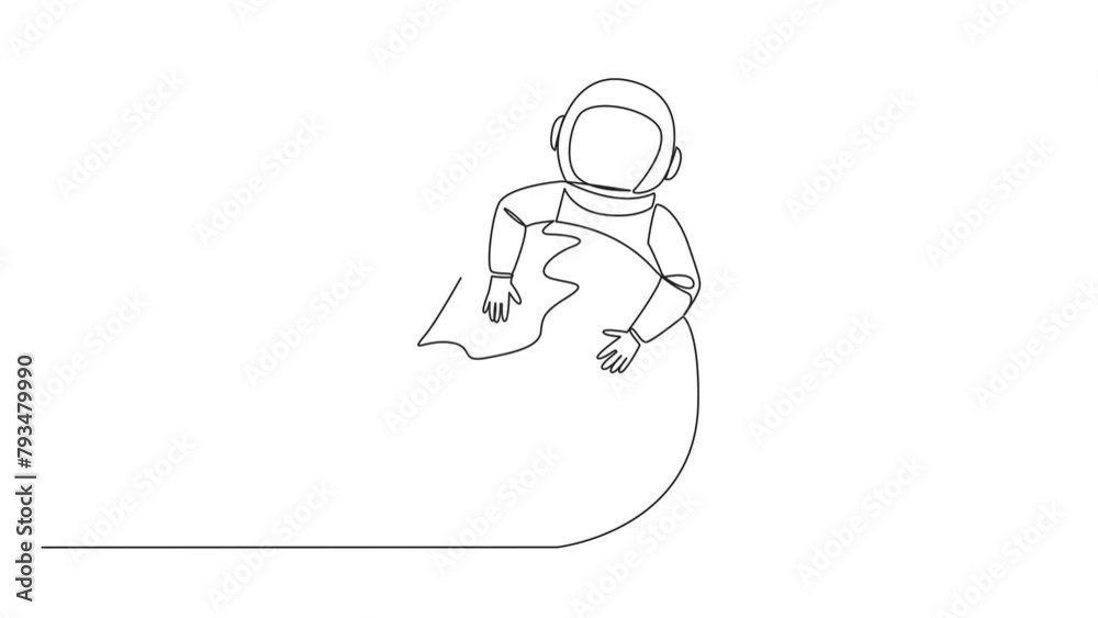 Self drawing animation of single one line drawing young energetic ...