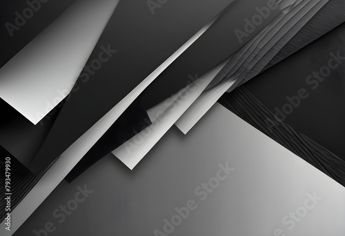 Modern Abstract Charcoal Banner with Geometric Shapes and Shading Gradient