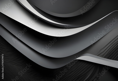 Modern Abstract Charcoal Banner with Geometric Shapes and Shading Gradient