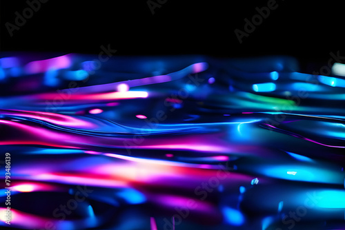 Futuristic holographic background with glossy liquid iridescent effect