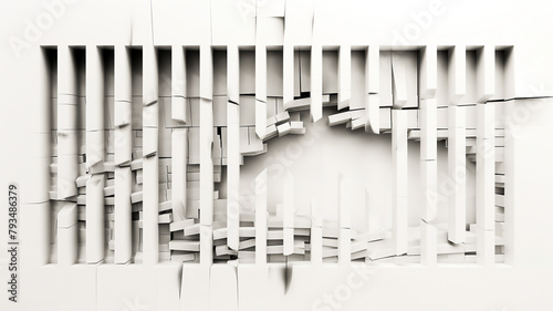 Abstract white paper art forming a three-dimensional geometric pattern.