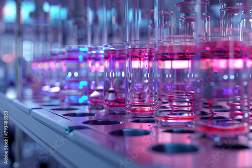 Close-up visualization of a biotech facility specializing in the production of monoclonal antibodies  highlighting cell culture systems and antibody purification 32k 