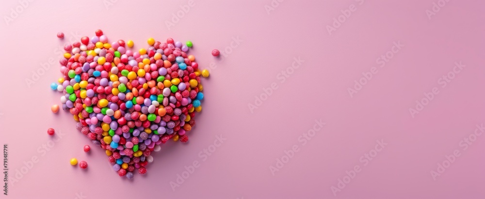 Heart-Shaped Candy: Sweet Symbol of Love on Pastel Pink Background