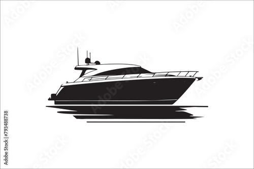 a silhouette of a canopy Boat with black and white color vector illustration