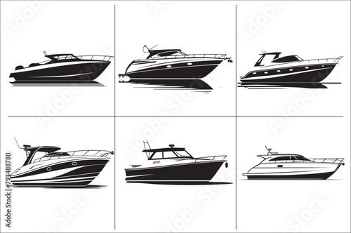a silhouette of a canopy Boat with black and white color vector illustration