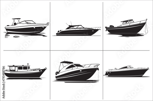a silhouette of a canopy Boat with black and white color vector illustration
