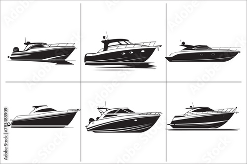 a silhouette of a canopy Boat with black and white color vector illustration