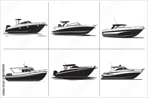 a silhouette of a canopy Boat with black and white color vector illustration