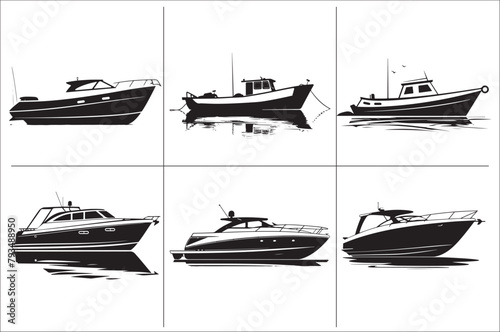 a silhouette of a canopy Boat with black and white color vector illustration