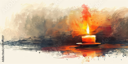 Rituals of Mourning: The Candle and Flickering Flame - Imagine a candle with a flickering flame, illustrating the rituals of mourning and remembrance that are often part of religious practices