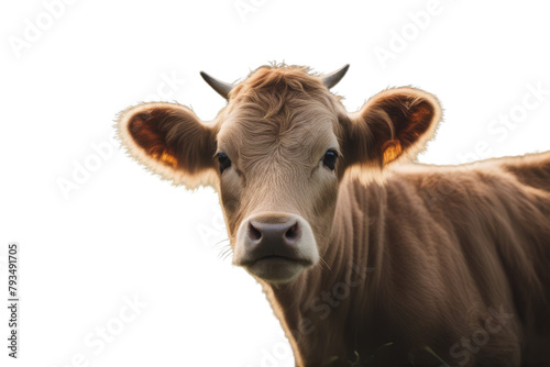 cow young nature animal bull calf little farm country red green grass summer