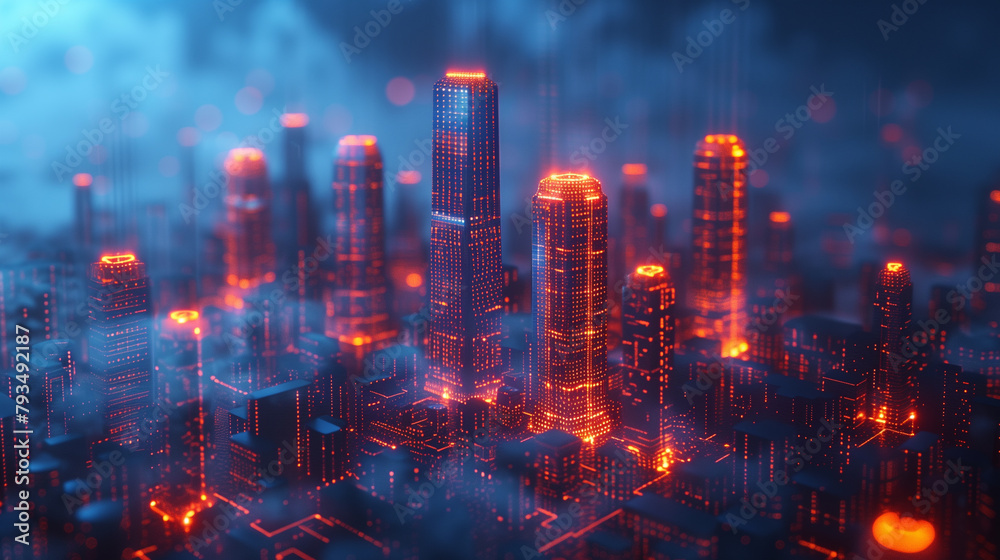 Fototapeta premium Illuminated City of the Future