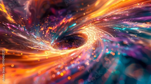 Shimmering energy pulses from a gateway, promising access to immersive virtual worlds The vibrant colors and swirling patterns evoke a sense of anticipation and the allure of escape #793492727