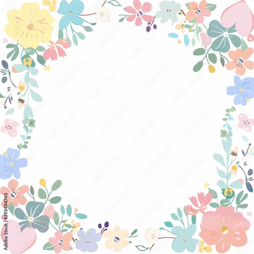 frame with flowers and butterflies