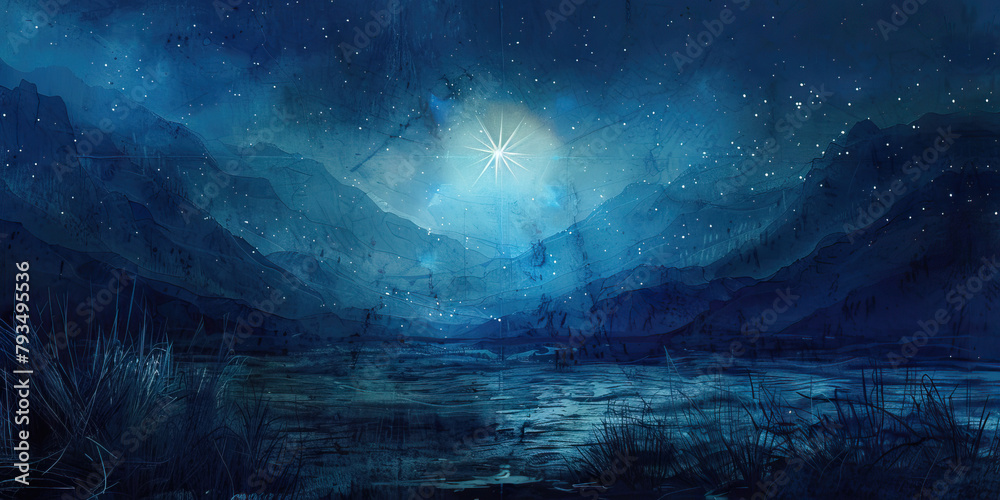 Dark Valley and Guiding Star - Picture a dark valley with a guiding star shining overhead, illustrating the hope and guidance that religion can provide during times of sadness