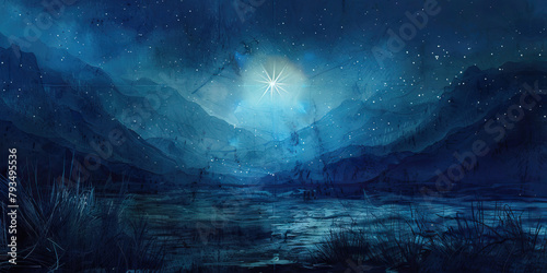 Dark Valley and Guiding Star - Picture a dark valley with a guiding star shining overhead, illustrating the hope and guidance that religion can provide during times of sadness © Lila Patel