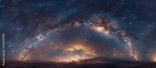 A stunning panorama showcasing the vastness of the galaxy and the Milky Way seen from a remote vantage point photo