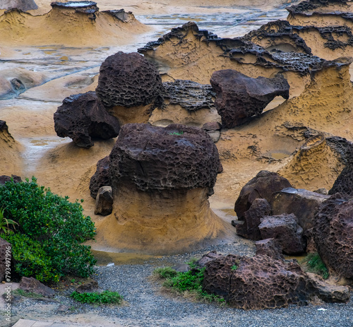 Rock formations in Yehliu Geopark, Taipei Taiwan. photo