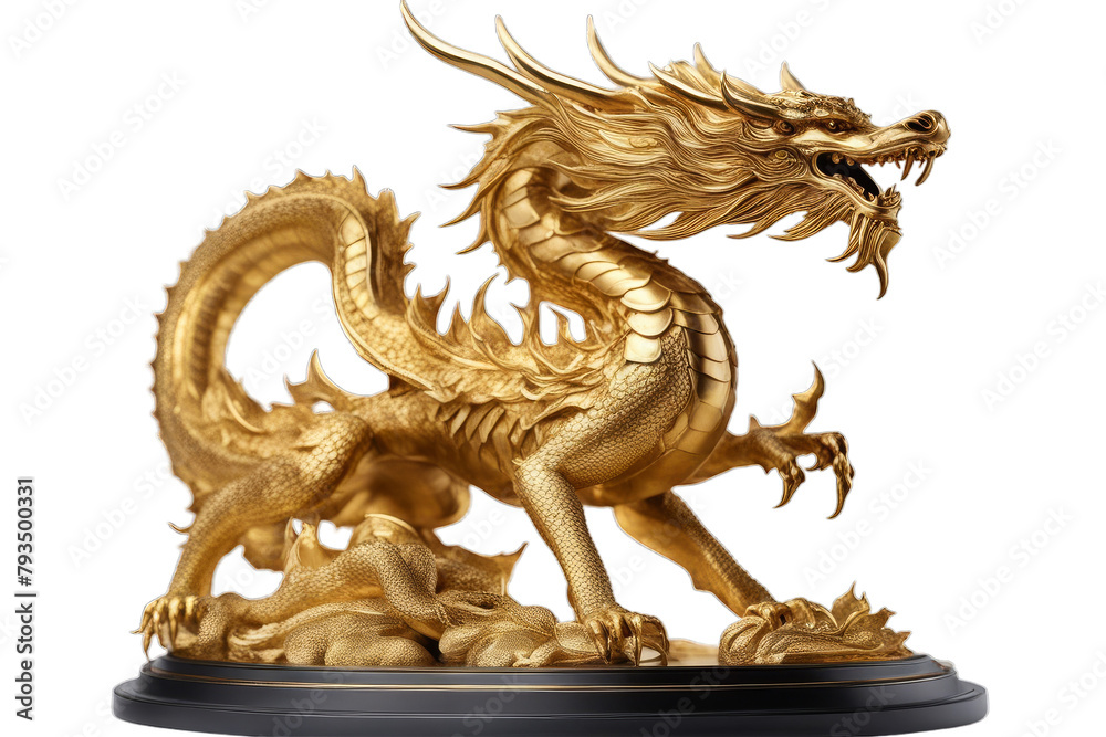dragon white background golden statue china gold ornament power design ancient asian year decoration sculpture oriental chinese culture symbol head wealth east traditional asia fantasy decorative
