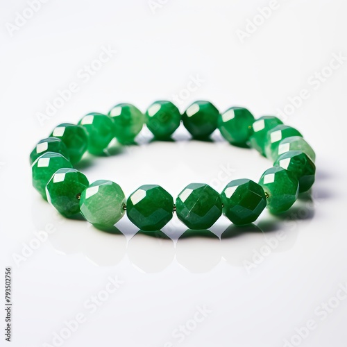 Green beads isolated on white background, perfect for jewelry and fashion lovers