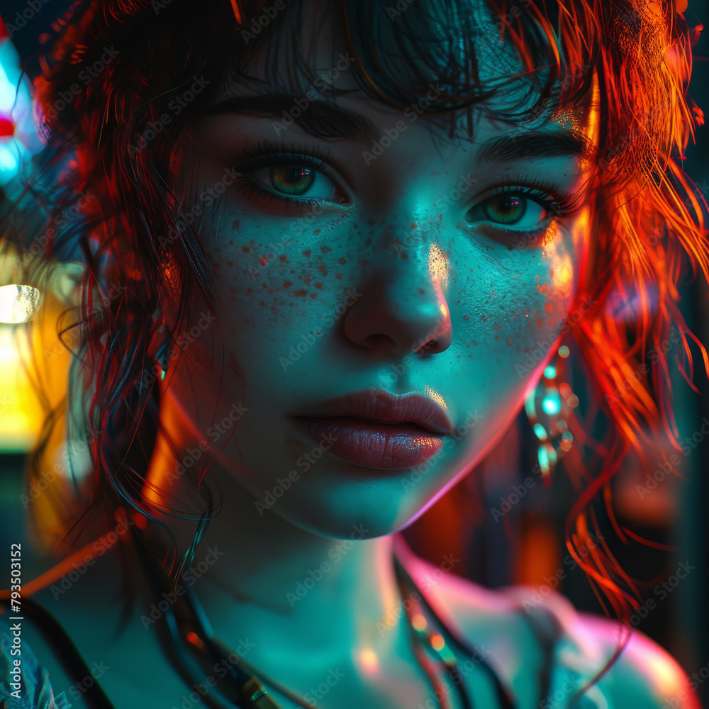 Neon Glow Portrait of Young Woman
Neon Glow Portrait of Young Woman