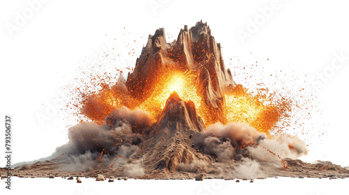 mountain explosion on transparent background	