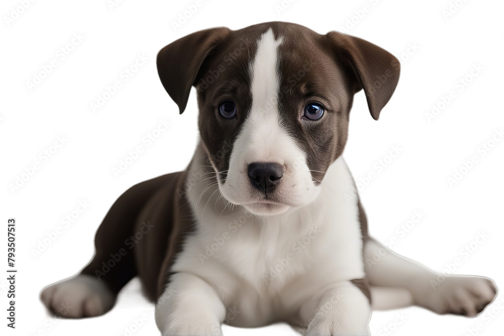 puppy staff american front white background dog pet animal isolated on canino carnivore cut-out domestic grey lying mammal no people nobody one purebred studio shot vertebrate
