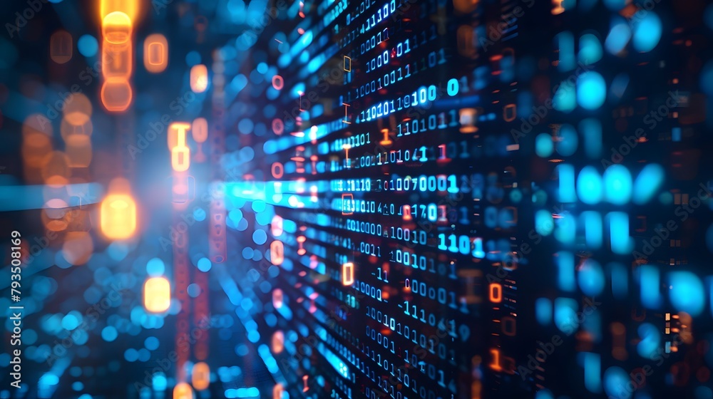 In the digital age, a technology background featuring dark space ...