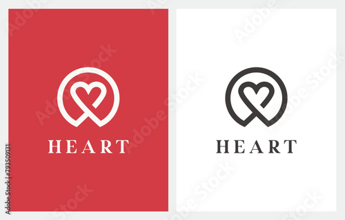 Heart Circle Line Medical Health logo design icon vector symbol