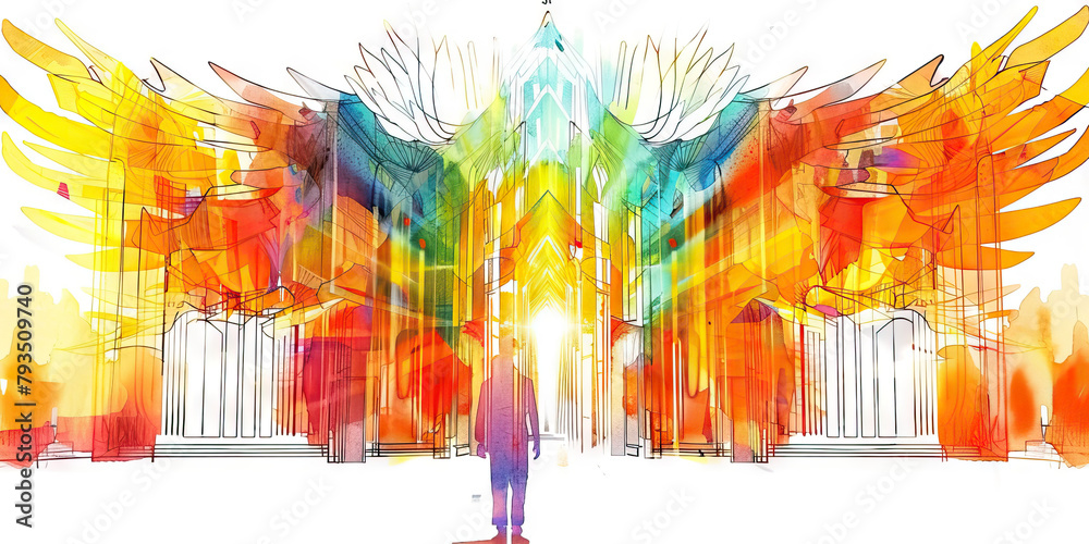 Obraz premium Building Bridges: The Connecting Arches and Unifying Faith - Imagine a bridge with connecting arches, illustrating the role of religion in building connections and unity among people