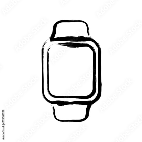 Smart Watch Ink Brush Stroke Vector