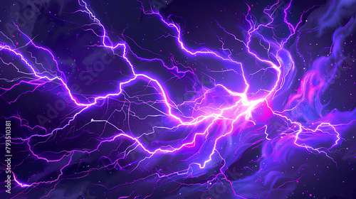 purple lightning cartoon style 3d rendering AI generative