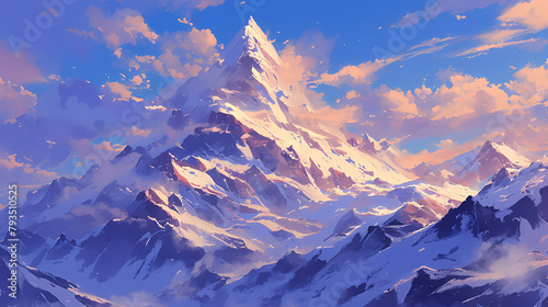 illustration of an amazing beautiful mountain