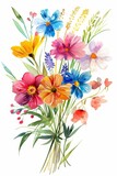 Watercolor spring bouquet, vivid floral clipart, isolated on white --ar 2:3 Job ID: 4bb3f92f-2d4c-4b82-a2db-50120a27f2b9