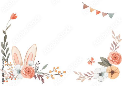 watercolor easter template for nursery, baby shower, invitation for birthday party © Olga Listopad