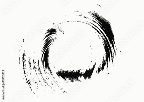 circular brush paint strokes,Hand drawn element, round black stroke isolated on white background. Vector brush sroke texture. Distressed uneven grunge background. Abstract distressed vector illustra