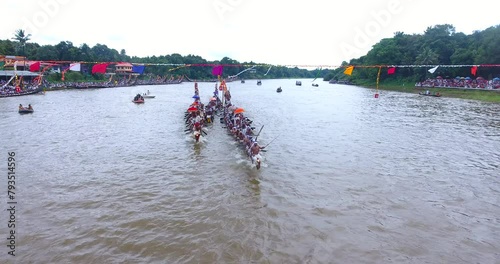 Aerial view of Boat Race Kerala Alappuzha India