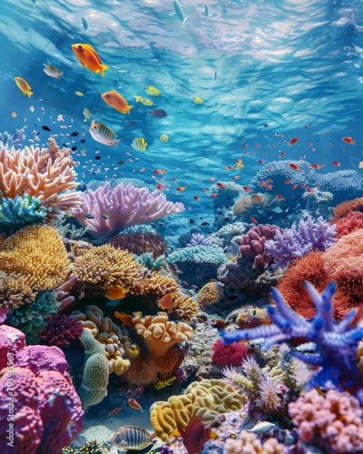 Underwater wonder A coral reef teeming with life, AI Generative