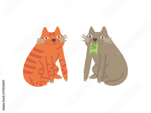 Cats exchanging money
