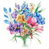 Colorful watercolor spring flowers, isolated bouquet, perfect for clipart --ar 1:1 Job ID: 702cb3a1-43c7-4485-ae6d-ab1c1f2517e9