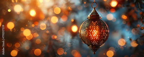 Evocative close-up of a cultural ornament representing faith, sharply focused against a diffuse, bokeh-lit background, highlighting the beauty and spirituality of the object photo