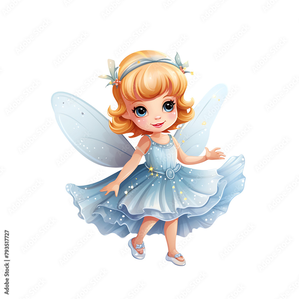 Charming vector art of a fairy cartoon character with delicate wings and a dress of leafy greens and sunny yellows. Generative AI Charming vector art of a fairy cartoon character with delicate wings and a dress of leafy greens and sunny yellows. Generative AI
